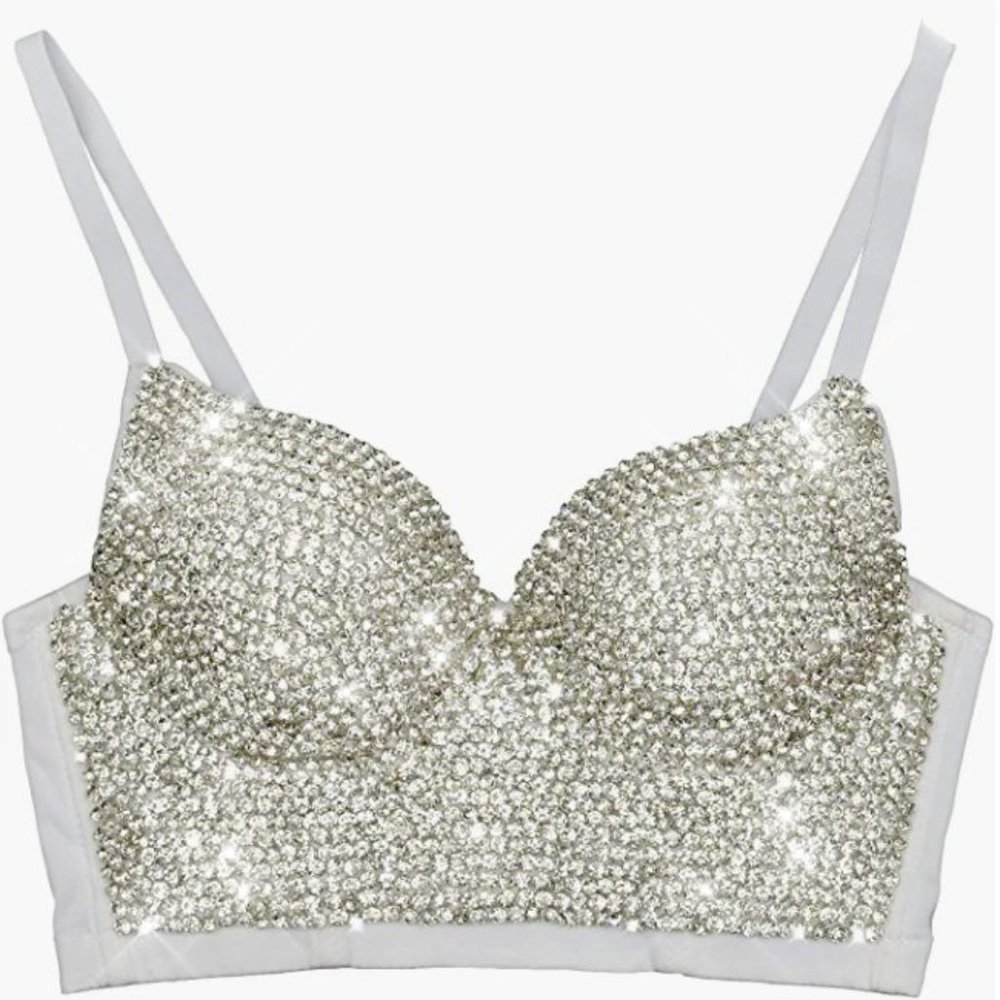 NEW Sparkling Bling Swarovski Crystal Rhinestone Bustier Bra Valentine +β¦ - Picture 10 of 17